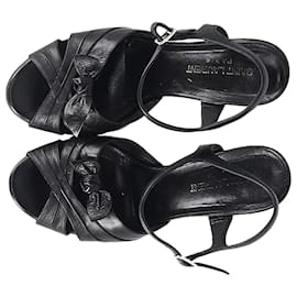 Saint Laurent-Saint Laurent Candy Ankle Strap Platform Sandals in Black Leather-Black