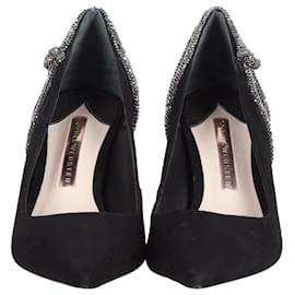 Sophia webster-Zapatos de salón con puntera en punta y adornos de cristales recortados de PVC Giovanna de Sophia Webster en ante negro-Negro