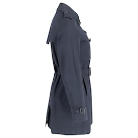 Burberry-Trench coat Burberry Kensington Mid Heritage in cotone blu navy-Blu,Blu navy