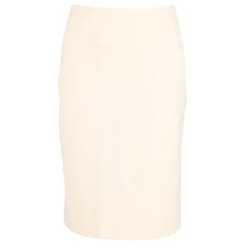 Theory-Theory Knee Length Pencil Skirt in Cream Wool-White,Cream