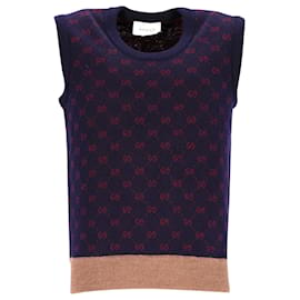 Gucci-Gucci GG Logo Jacquard Sweater Vest in Multicolor Wool-Multiple colors