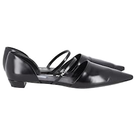 Prada-Prada Pointed Toe Ballet Flats in Black Leather-Black