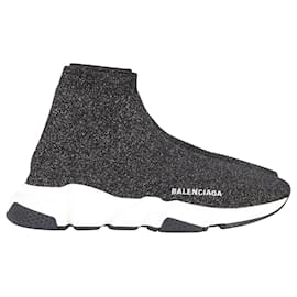 Balenciaga-Balenciaga Speed High-Top Sneakers in Black Lurex-Other