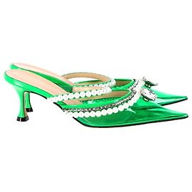 Sapatilha Mach & Mach Diamond & Pearls em vinil verde e couro Verde