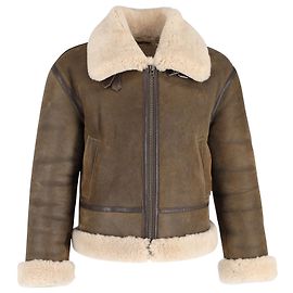 Nili Lotan Denzel Shearling Jacket in Brown Leather Brown Red