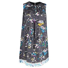 Anna Sui-Vestido sin mangas con estampado de querubines metálicos de Anna Sui en seda multicolor-Otro