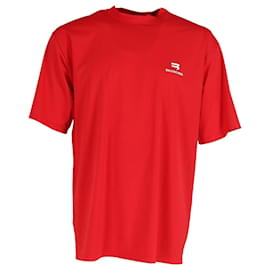 Balenciaga-Balenciaga Logo T-Shirt in Red Polyamide -Red