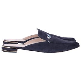 Stuart Weitzman The Eyelove Mules in Navy Blue Suede Navy blue