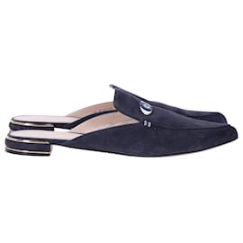 Stuart Weitzman-Stuart Weitzman The Eyelove Mules in Navy Blue Suede-Navy blue