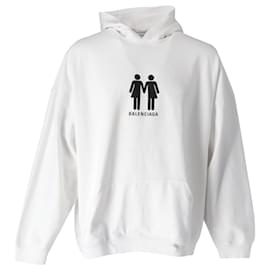 Balenciaga-Balenciaga Pride Series Oversized Hoodie in White Cotton-White