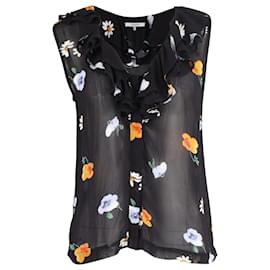 Ganni-Ärmellose Bluse mit Blumenmuster von Ganni aus schwarzer Viskose-Andere