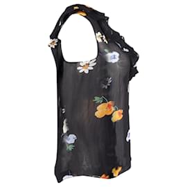 Ganni-Ärmellose Bluse mit Blumenmuster von Ganni aus schwarzer Viskose-Andere