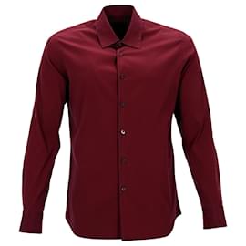 Prada-Camisa Prada Clássica de Botão em Algodão Vermelho-Vermelho