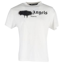 Camiseta de algodón blanco con estampado del logo de Palm Angels Paris Blanco