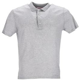 Prada-Camisa Polo Prada Pin Stripe em Algodão Cinza-Cinza