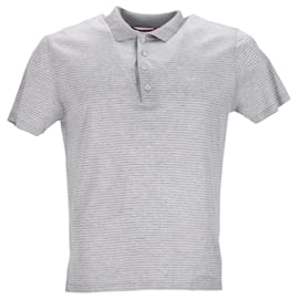 Polo de algodón gris con raya diplomática de Prada Gris