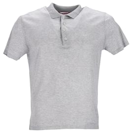 Prada-Prada Nadelstreifen-Poloshirt aus grauer Baumwolle-Grau