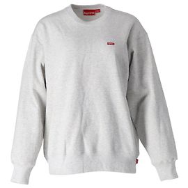 Supreme Small Box Logo Rundhalspullover aus aschgrauer Baumwolle Grau