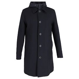 Herno Car Coat with Hooded Jacket Gilet in Black Wool Black