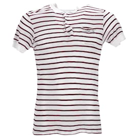 Dior-Dior Forget Me Not Striped Polo Shirt in White and Black Viscose-White