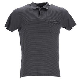 Polo de algodón negro y gris con raya diplomática de Prada Negro