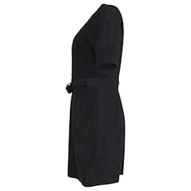 Stella Mc Cartney-Stella Mccartney Belted Damask Mini Dress in Black Cotton -Black