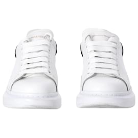 Alexander Mcqueen-Alexander McQueen Oversized Sneakers with Suede Trim in White calf leather Leather-White