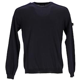 Pull Prada en maille de coton bleu marine Bleu Bleu Marine