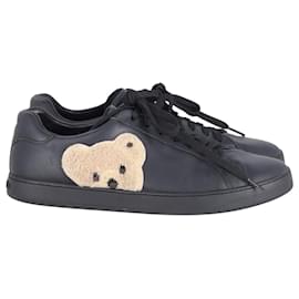 Palm Angels-Palm Angels New Teddy Bear Tennis Sneakers in Black Leather-Other