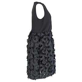 Max Mara-Max Mara Atelier Feather Embellished Dress in Black Triacetate-Black