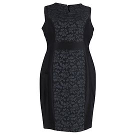 Vestido ajustado con paneles de encaje en algodón negro de Carolina Herrera Negro