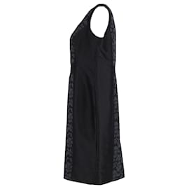 Carolina Herrera-Vestido ajustado con paneles de encaje en algodón negro de Carolina Herrera-Negro