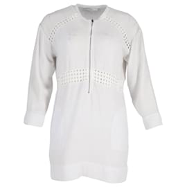 Iro-IRO Minikleid mit perforiertem Detail und Reißverschluss vorne aus weißem Polyester-Weiß
