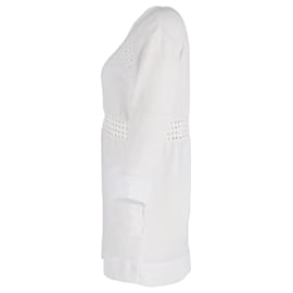Iro-IRO Front Zip Perforated Detail Mini Dress in White Polyester-White