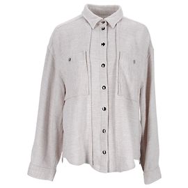 Iro Nesta Relaxed Snap Front Langarmhemd aus weißbeigem Rayon Weiß Roh