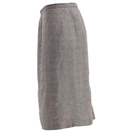 Max Mara-Max Mara Midi Skirt in Grey Linen-Grey