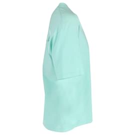 Balenciaga-Balenciaga T-shirt à logo brodé en coton bleu sarcelle-Autre,Vert