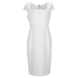 Roland Mouret-Roland Mouret Jeddler Square-Neck Crepe Sheath Dress in White Polyester-White