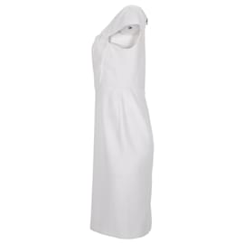 Roland Mouret-Roland Mouret Jeddler Square-Neck Crepe Sheath Dress in White Polyester-White