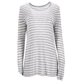 Alexander Wang Camiseta de manga comprida listrada em poliéster cinza Multicor