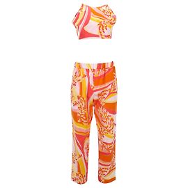 Conjunto de blusa e calça Emilio Pucci Lilly Gola alta sem costas em algodão multicolorido Outro Impressão em python