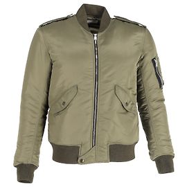Bomber Saint Laurent con zip frontale in nylon verde oliva Verde Verde oliva