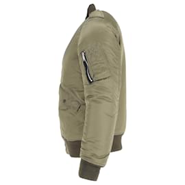Saint Laurent-Saint Laurent Zip Front Bomber Jacket in Olive Green Nylon-Green,Olive green