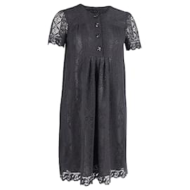 Anna Sui-Anna Sui Mini Robe en Dentelle Semi Shear en Coton Noir-Noir