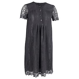 Anna Sui-Anna Sui Semi-Shear-Spitzen-Minikleid aus schwarzer Baumwolle-Schwarz