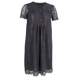 Anna Sui Semi-Shear-Spitzen-Minikleid aus schwarzer Baumwolle Schwarz