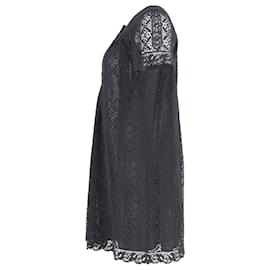 Anna Sui-Anna Sui Semi Shear Lace Mini Dress in Black Cotton -Black