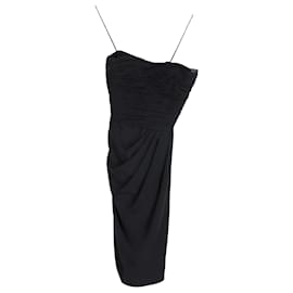 Jason Wu-Jason Wu Strapless Knee Length Dress in Black Silk-Black