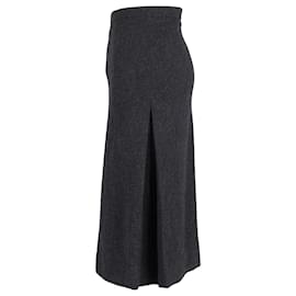 Joseph-Joseph Herringbone Midi Skirt in Grey Wool -Grey