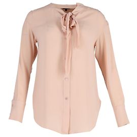 Blusa Theory con collo allacciato in seta rosa Rosa Altro